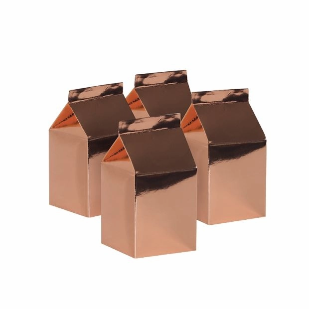 Classic Metallic Rose Gold Paper Milk Box (PK10)