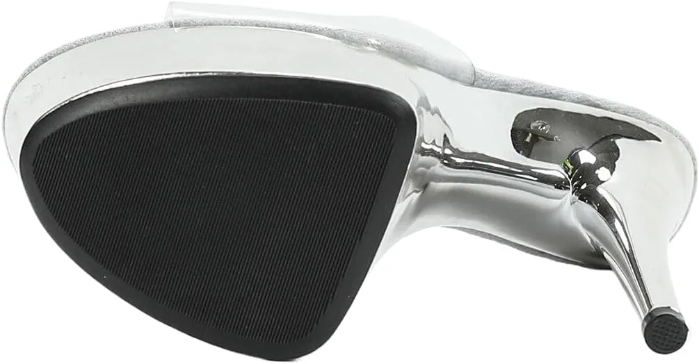 Clear Platform Stiletto Mules, 5.9 Inch Heels, Silver Chrome Base, Transparent Upper