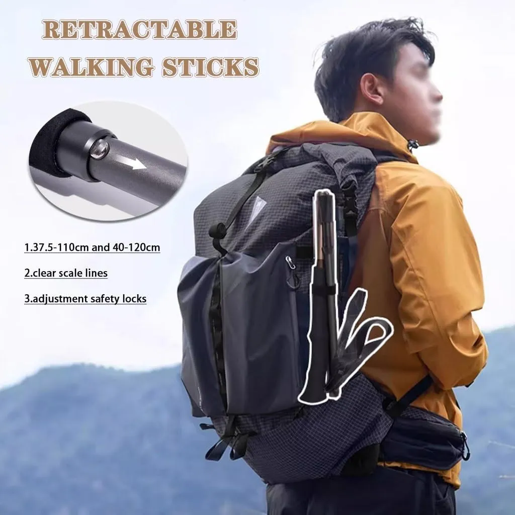 Collapsible Trekking Poles, Carbon Fiber Walking Or Hiking Sticks, with Extra-Long Foam Handle