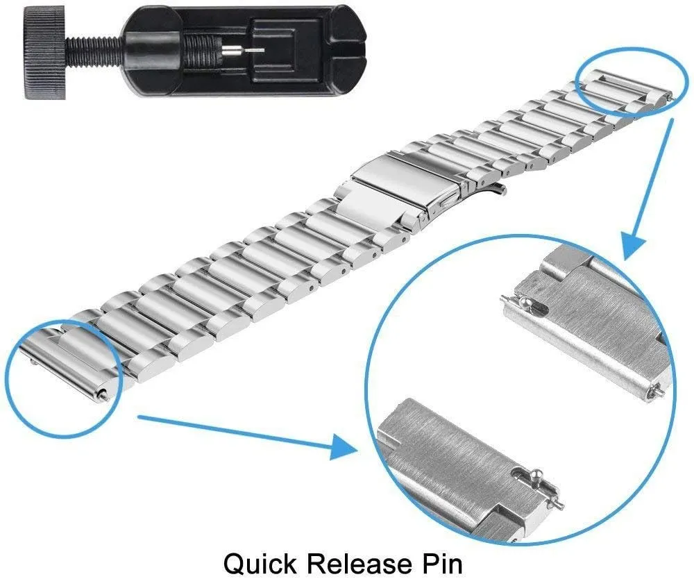 Compatible with SOUYIE Smart Watch Bands, Lamshaw 20mm, 22mm Quick Release Stainless Steel Metal Durable Replacement Strap Bracelet Compatible with SOUYIE T19, T56, T90, T98, P113, P109, P99, S47, SW7, SW-7, Q15 Pro, T49, T45S, HT, L1, HD11 Smart Watch
