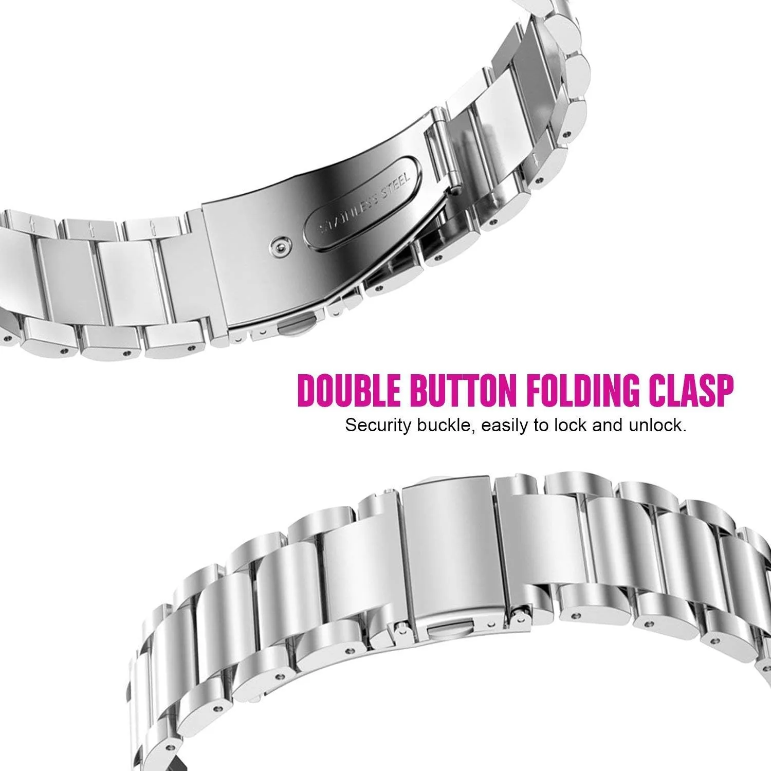 Compatible with SOUYIE Smart Watch Bands, Lamshaw 20mm, 22mm Quick Release Stainless Steel Metal Durable Replacement Strap Bracelet Compatible with SOUYIE T19, T56, T90, T98, P113, P109, P99, S47, SW7, SW-7, Q15 Pro, T49, T45S, HT, L1, HD11 Smart Watch