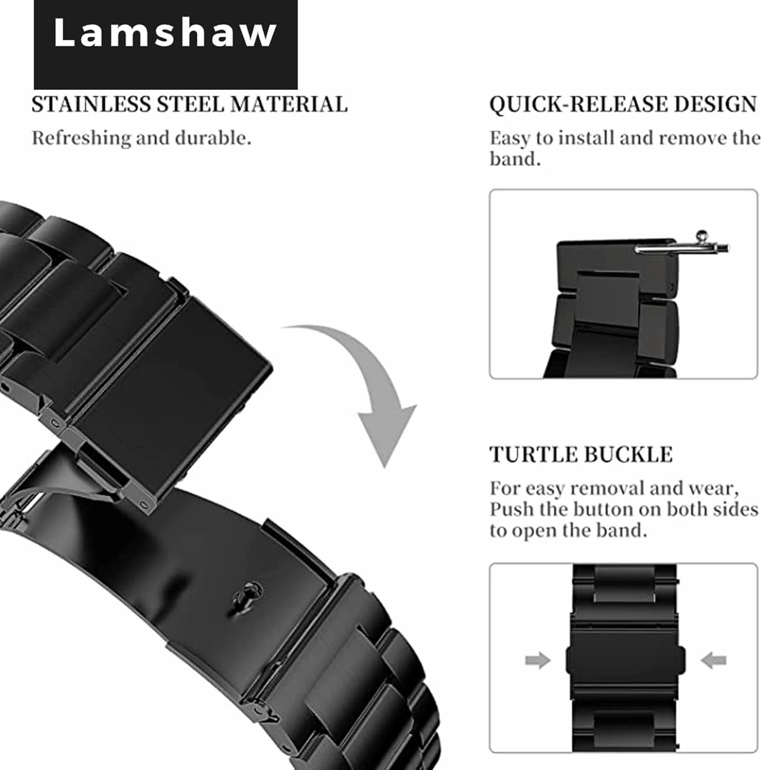 Compatible with Garmin Approach S44 Band, 20mm Quick Release Stainless Steel Metal Durable Replacement Strap Bracelet Compatible for Garmin Approach S50, S44, S42, S40 Smartwatch
