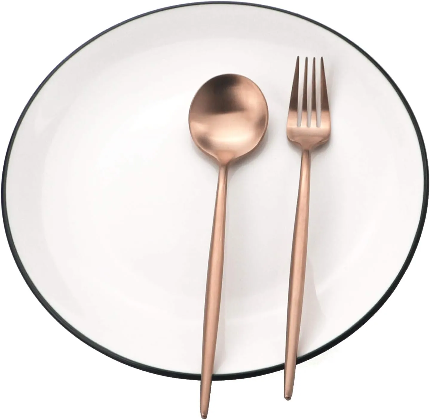 Copper Gold Flatware, Royal 20 Pieces Luxury Matte Finish 18/10 Stainless Steel Tableware Sets for 4 Including Forks Spoons Knives, Camping Silverware Travel Utensils Set Cutlery (Rose Gold)