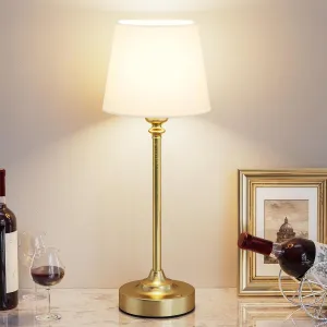 Cordless Table Lamp Rechargeable Gold - 1 Pack Brass 4000mAH Battery Operated Lamp for Decor, 3000K Stepless Dimming Touch Control Wireless Lamp for Bedroom, Dining Table, Counter, Living Room