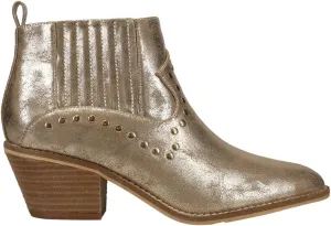 Corkys Womens On Fleek Metallic Zippered Studded Round Toe Casual Boots Ankle Low Heel 1-2" - Gold - Size 9 M