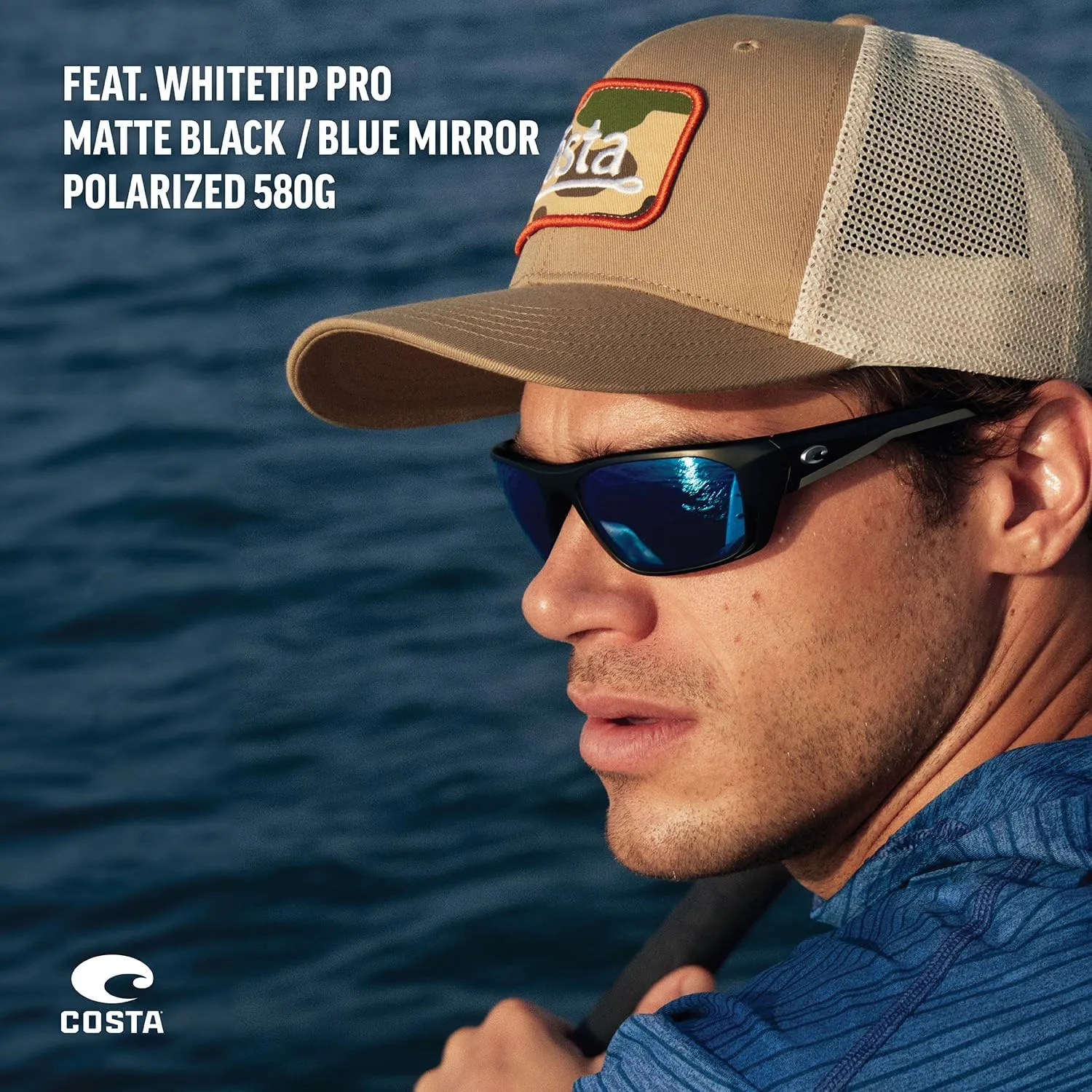 Costa del Mar Men's Whitetip Pro Rectangular Sunglasses