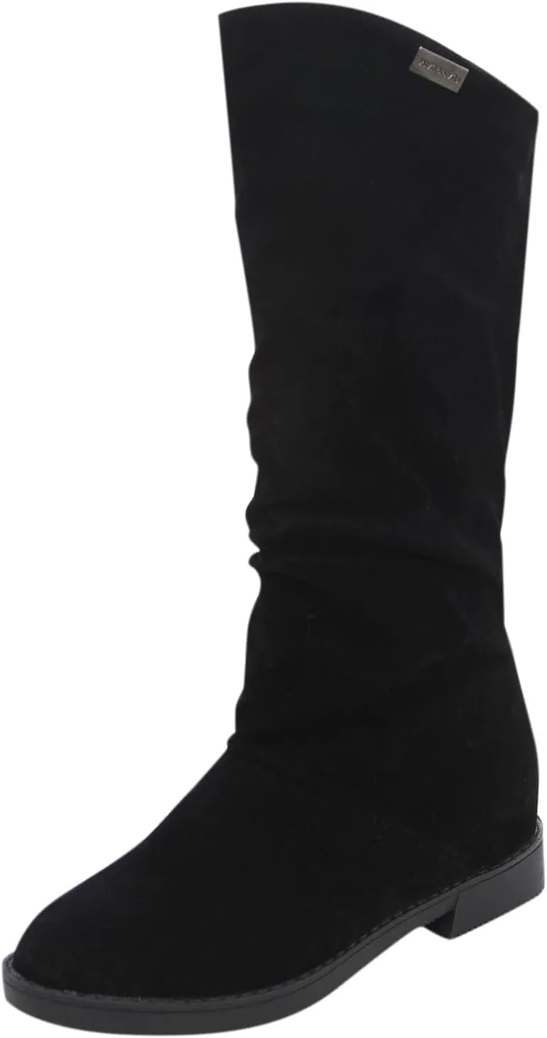 Cowboy Boots for Women Suede Wide Calf Cowgirl Boots Wide Calf Knee High Boots Classic Winter Autumn Warm Boots