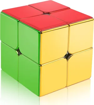 D-FantiX Magnetic Mirror Reflective Stickerless Speed Cube 2x2, Cyclone Boys Original Shiny Cool Magic Cube, Brain Teaser Puzzles Mini Cube, Personalized Birthday Gift for Kids Teens Adults