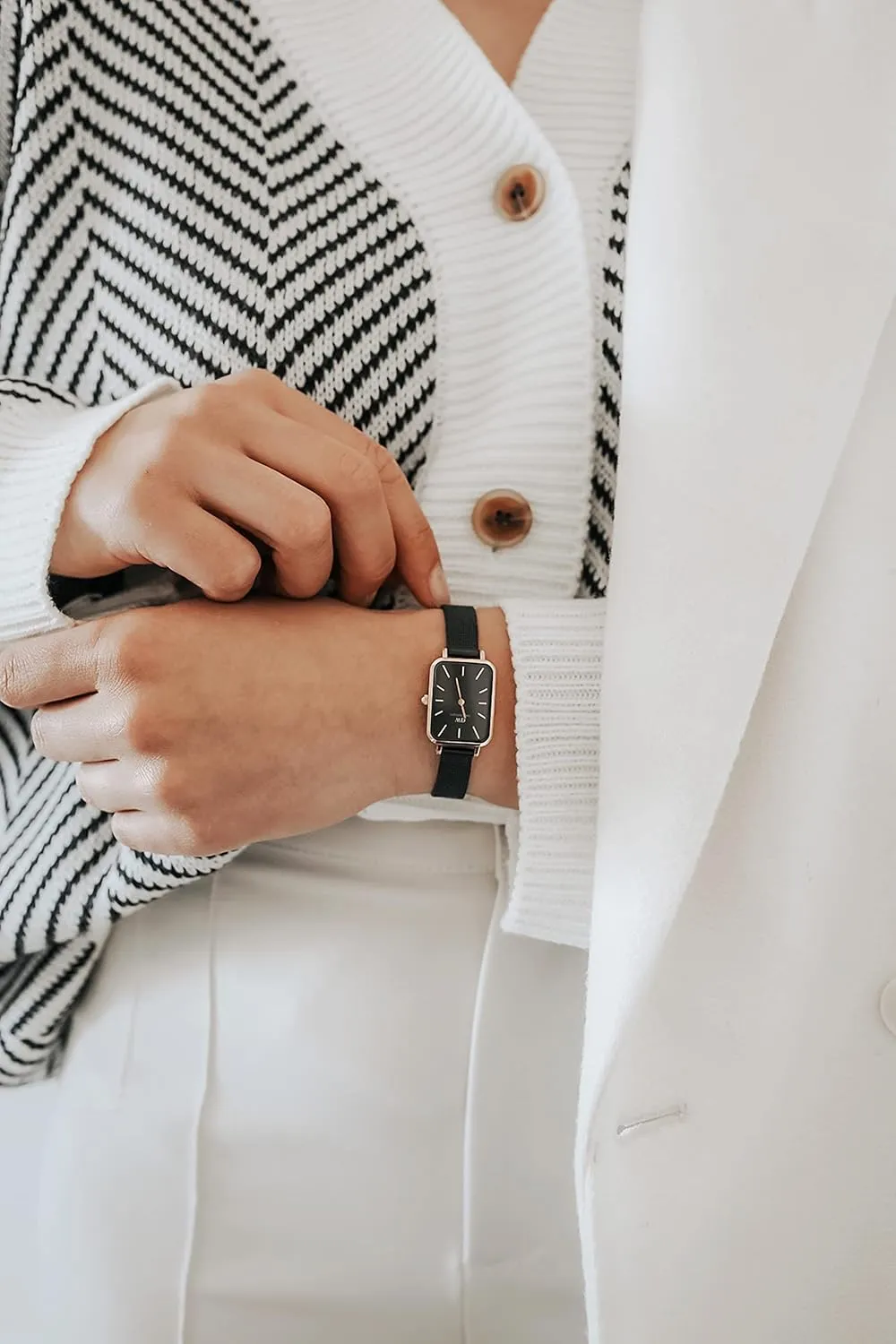 Daniel Wellington Quadro Ashfield Watch, Matte Black Mesh Bracelet, 20x26mm