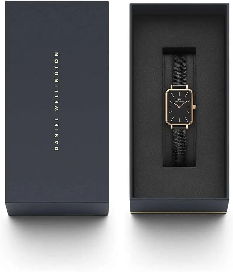 Daniel Wellington Quadro Ashfield Watch, Matte Black Mesh Bracelet, 20x26mm