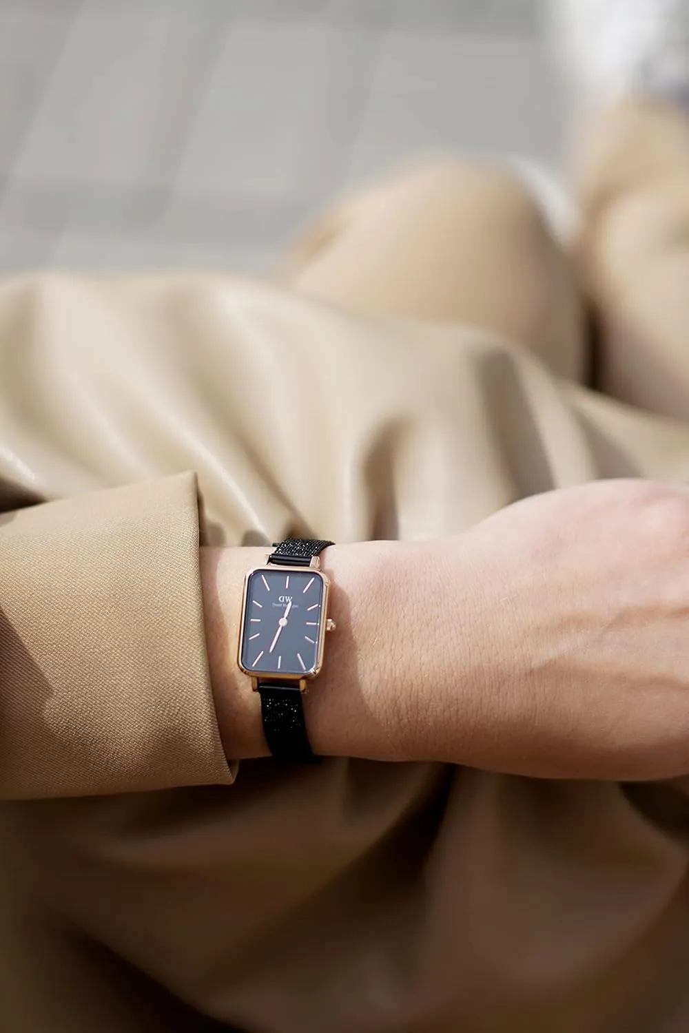 Daniel Wellington Quadro Ashfield Watch, Matte Black Mesh Bracelet, 20x26mm