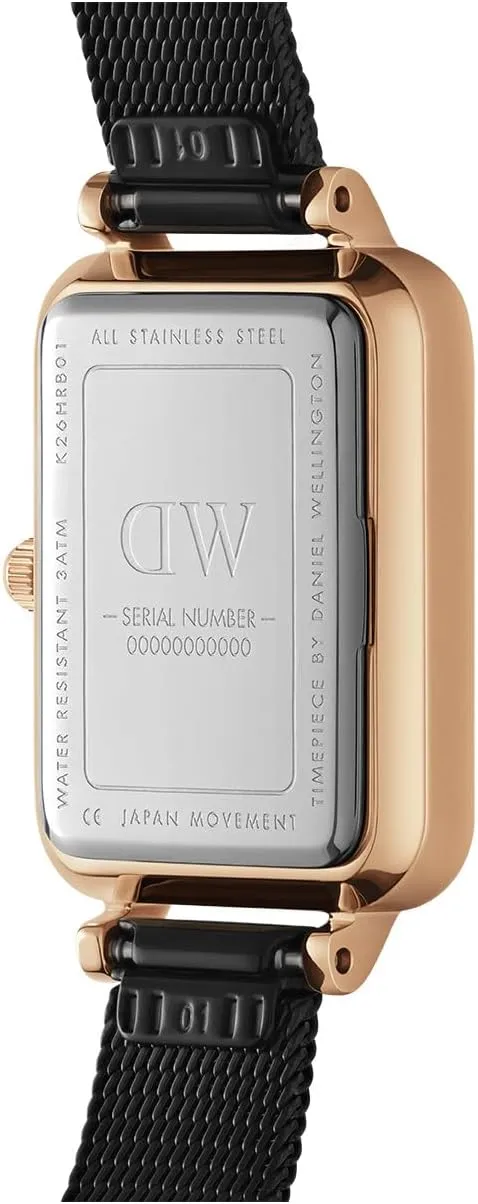 Daniel Wellington Quadro Ashfield Watch, Matte Black Mesh Bracelet, 20x26mm