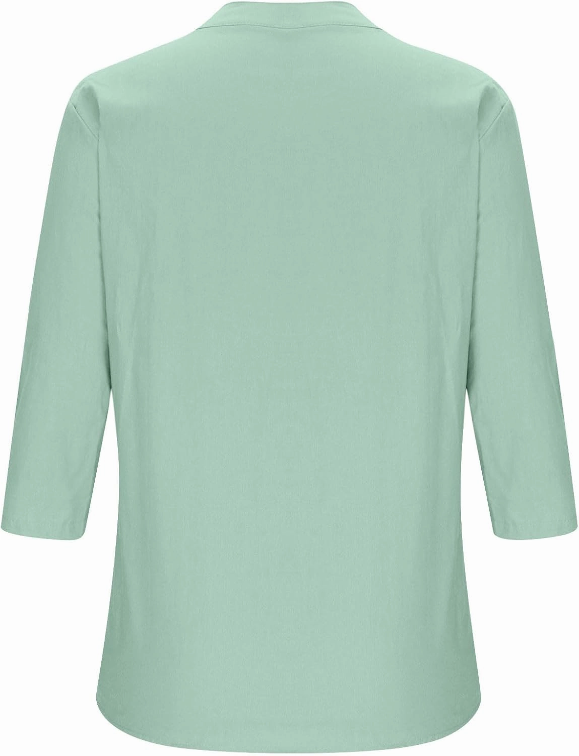 DASAYO Women's Casual 3/4 Length Sleeve Shirts Solid Color V Neck Button up Blouse Loose Fit Spring Summer Outfits