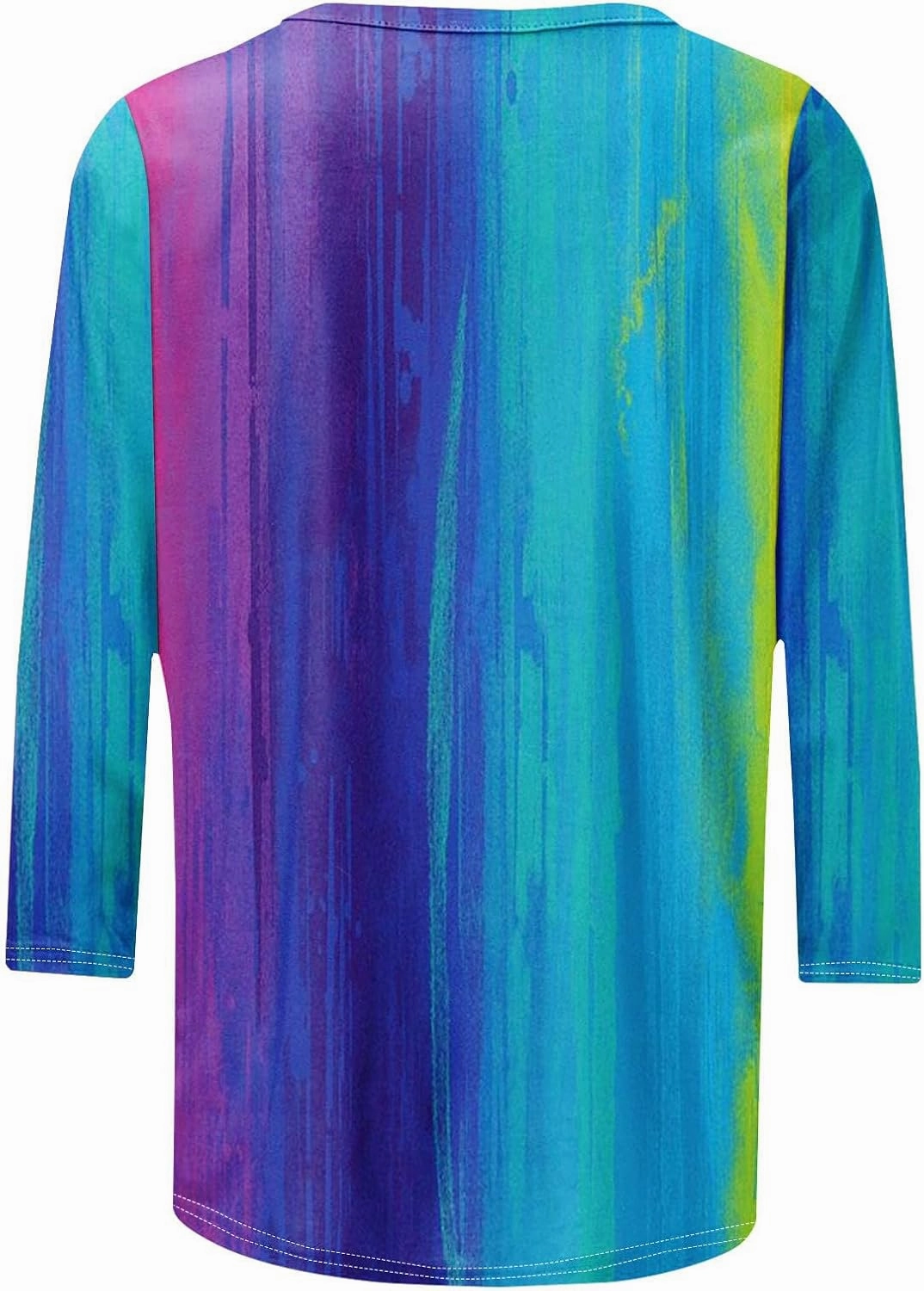 DASAYO Womens Fashion 2024 3/4 Sleeve Shirts Crewneck Casual Plus Size Tops for Women Trendy Tie Die Print Going Out Tops
