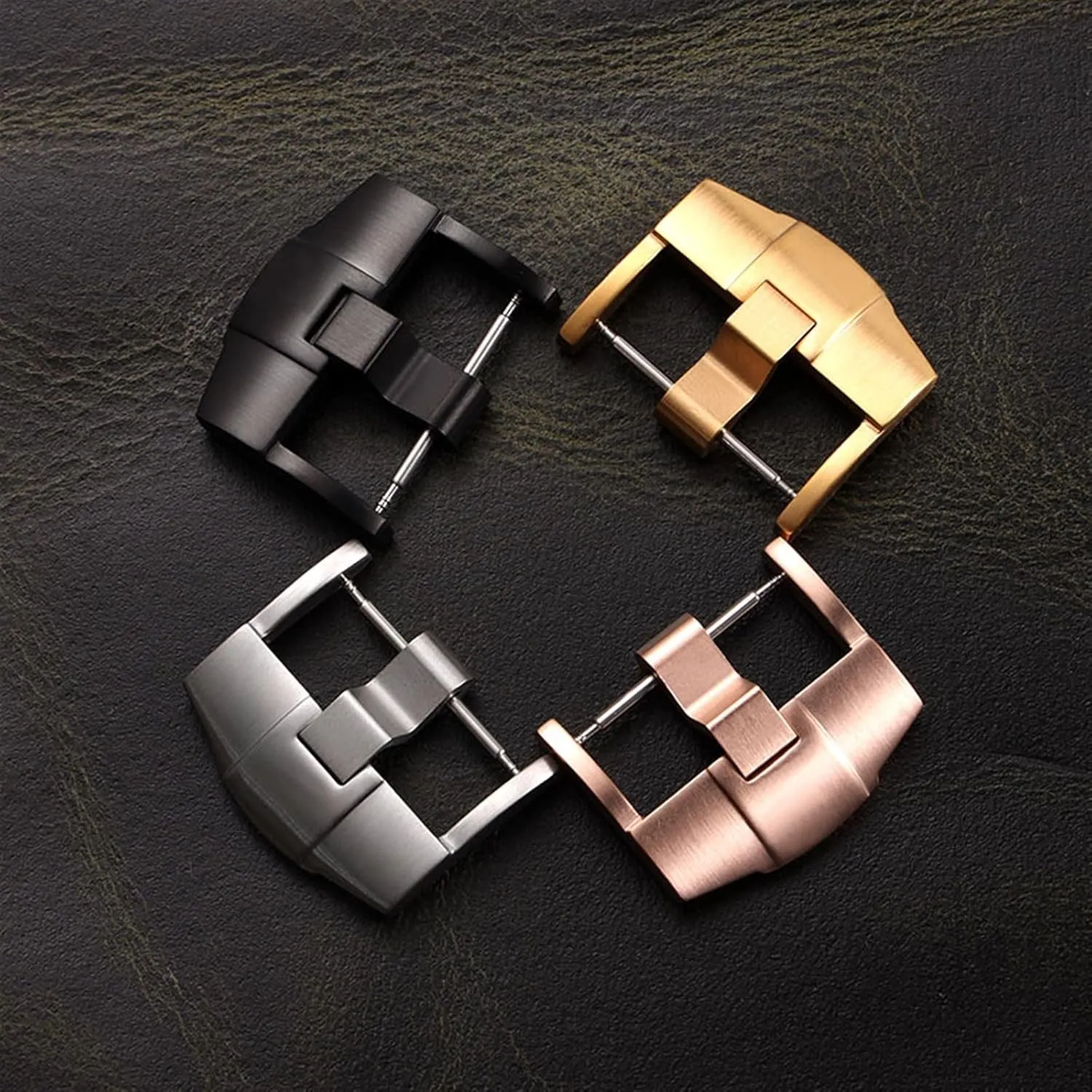 DASEB Merjust 24mm Silver Black Rose Gold Brushed Matte Stainless Steel Pin Buckle Clasp For Ap Royal Oak Watch With Word