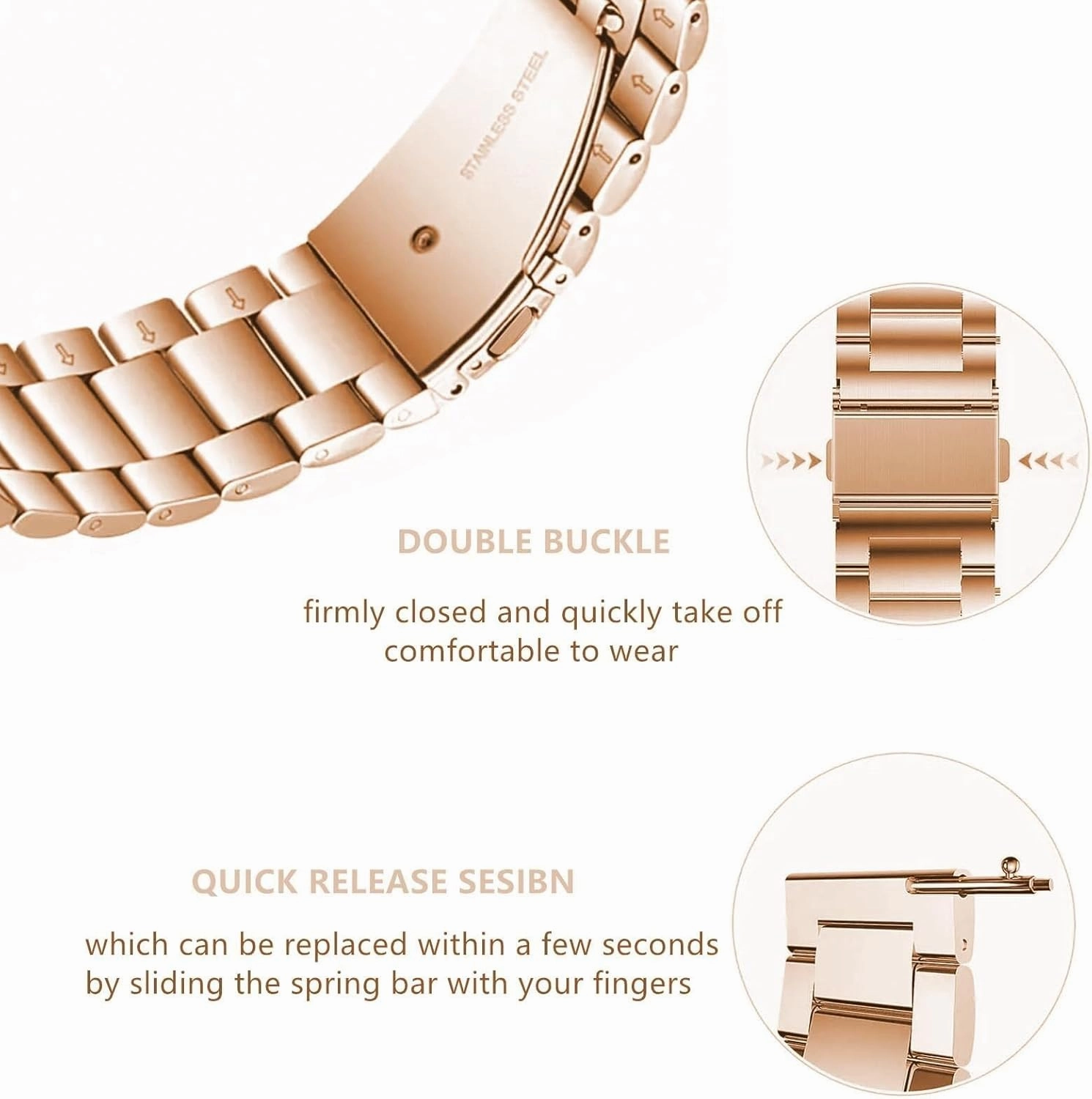 DASEB Quick Release Stainless Steel Watch Band Metal Matte brushed Watch Strap 18mm 20mm 22mm Smartwatch Replacement Band Men Women