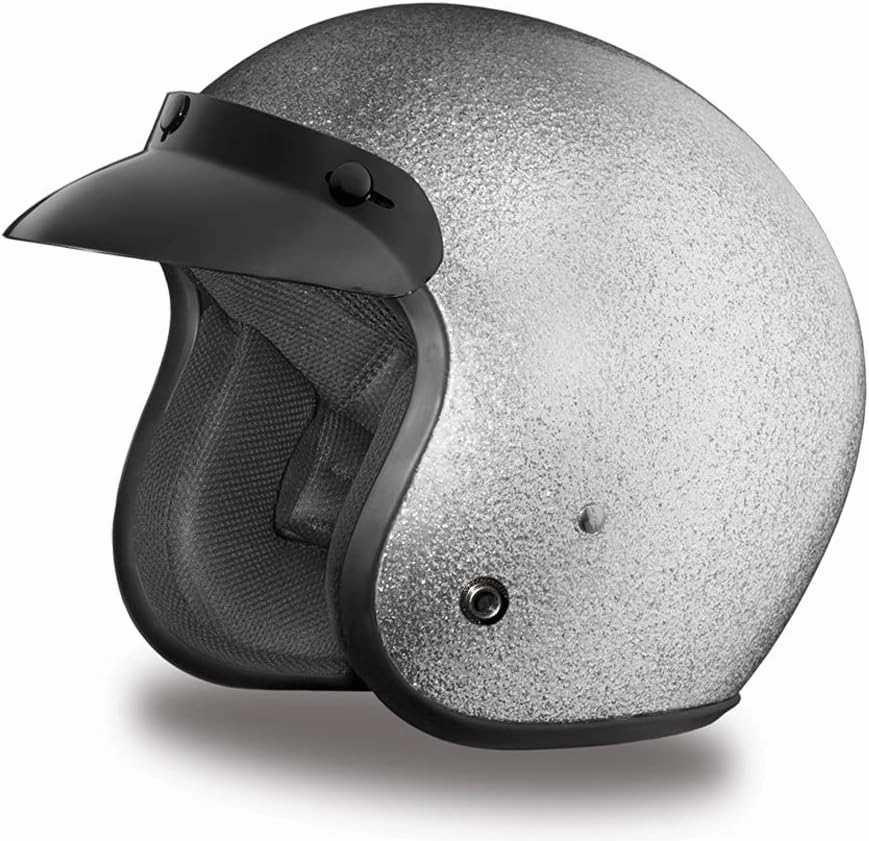Daytona Helmets 3/4 Shell Open Face Motorcycle Helmet – DOT Approved [Silver Metal Flake] [M]