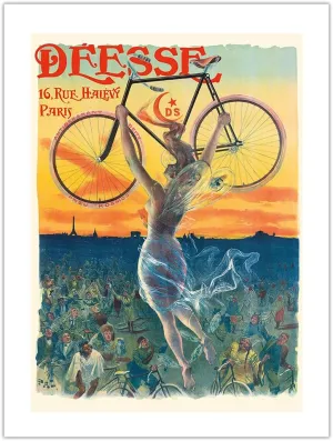 Déesse Bicycles - Paris France - Winged Goddess - Vintage Advertising Poster by Jean de Paleologue c.1898 - Fine Art Matte Paper Print (Unframed) 18x24in