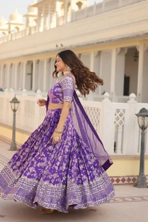 Designer Dyeable Pure Viscose Jacquard Fabric Lehenga Choli & Dupatta Set