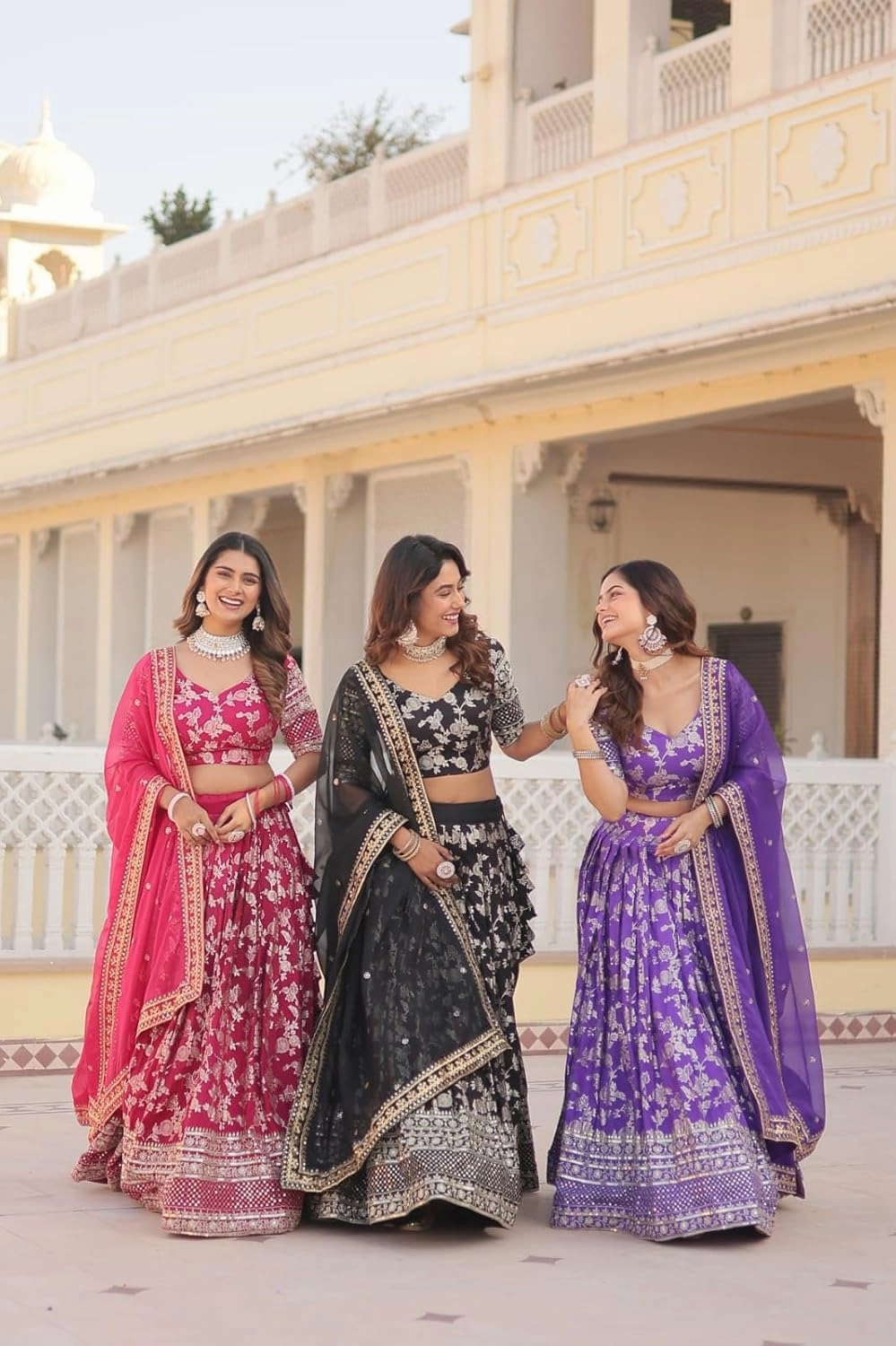 Designer Dyeable Pure Viscose Jacquard Fabric Lehenga Choli & Dupatta Set
