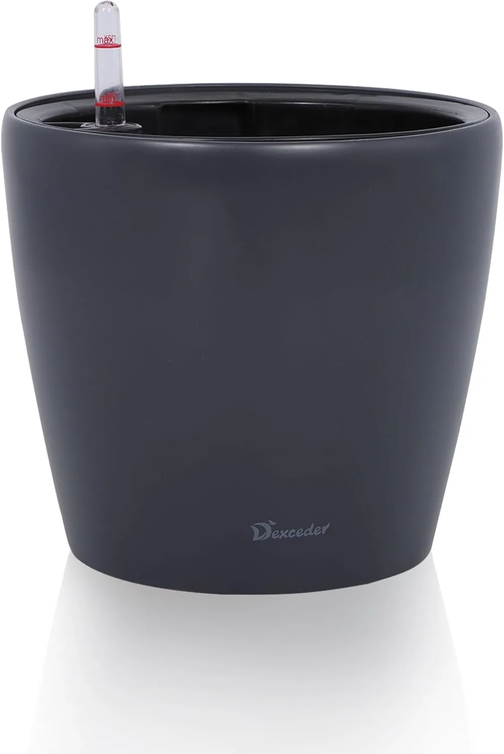 Dexceder 9x8 Inches Self Watering Planter Indoor Outdoor, Inner Pot Design, Thickened Table Flower Plant Pot with Water Level Indicator (Slate Gray Matte)