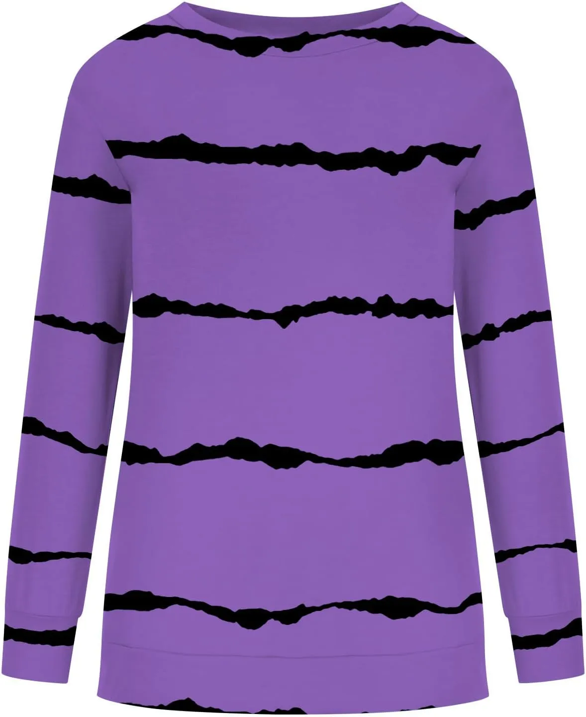 DOLKFU Sweatshirt for Women 2023 Fashion Long Sleeve Crewneck Shirts Blouse Striped Print Tops Casual Loose Blouses