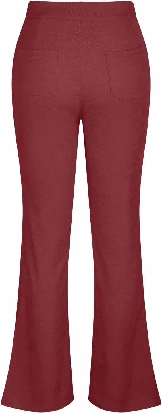 DOLKFU Womens Button Up High Waisted Trousers Flare Bell Bottom Pants Loose Fit Trendy Comfortable Trouser