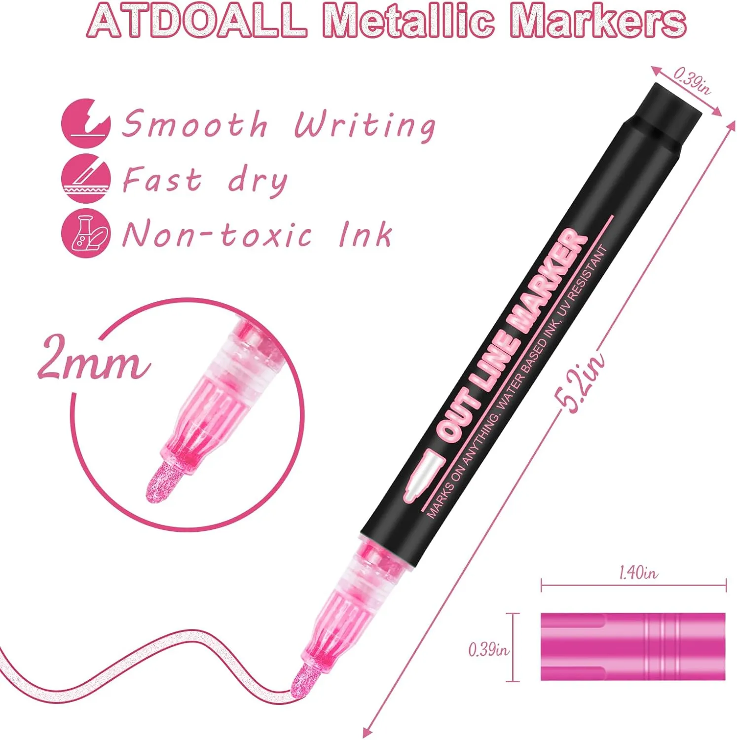 Double Line Outline Markers, 24 Colors Self-Outline Metallic Markers Super Squiggles Shimmer Outline Marker Set for Drawing, Birthday Greeting Card, Doodling, Journal, DIY Art Crafts