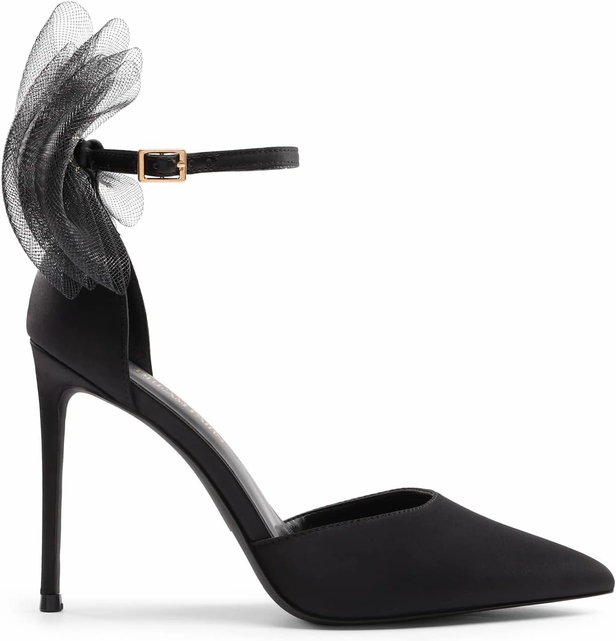 DREAM PAIRS Women's High Heels Strappy Closed Toe Stiletto Pointed Toe Mesh Bows Ankle Strap D'Orsay Sexy Dress Wedding Party Pumps Shoes
