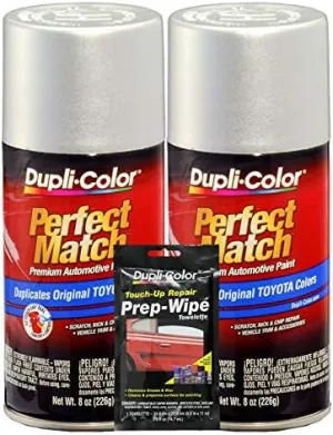 Dupli-Color Platinum Silver (Metallic) Exact-Match Automotive Paint For Toyota Vehicles - 8 oz, Bundles Prep Wipe (3 Items)