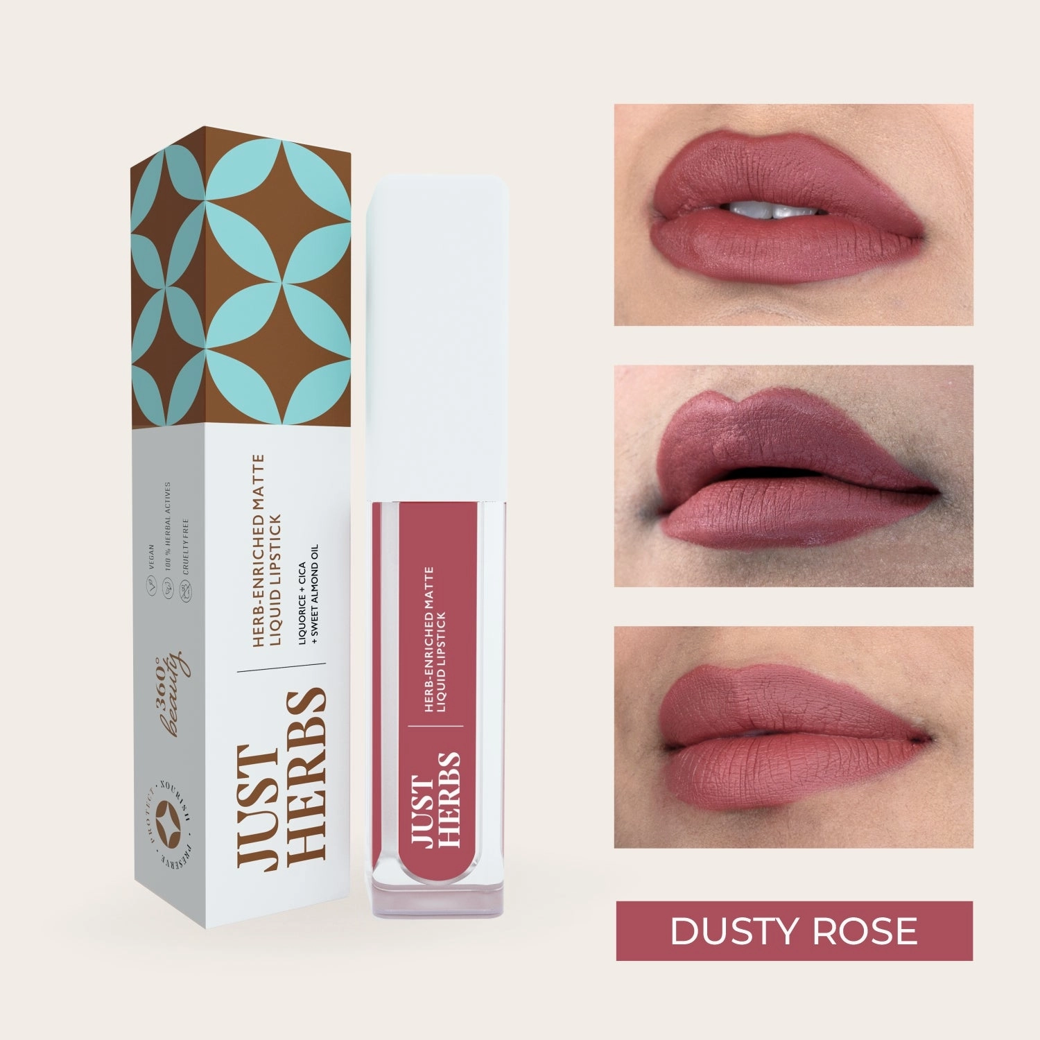Dusty Rose: Herb-enriched Matte Liquid Lipstick