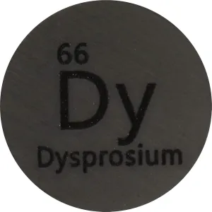 Dysprosium (Dy) 24.26mm Metal Disc 99.9% Pure for Collection or Experiments