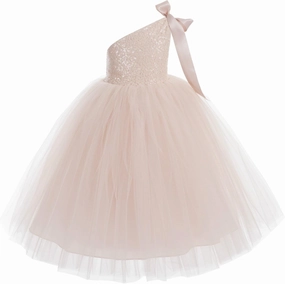 ekidsbridal One-Shoulder Sequin Tutu Flower Girl Dress Corset Dress Wedding Pageant Dresses Ball Gown Tutu Dresses