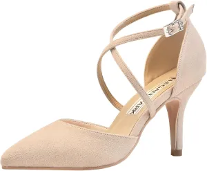 ELEGANTPARK Heels for Women Closed Toe Strappy Pointed High Heel Pumps Satin Pointy Wedding Evening Dress Shoes