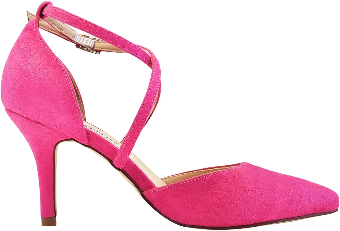 ELEGANTPARK Heels for Women Closed Toe Strappy Pointed High Heel Pumps Satin Pointy Wedding Evening Dress Shoes