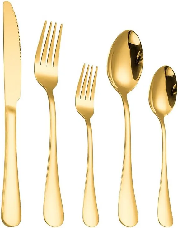 ELEGANTZ Modern 5-Piece Flatware Set – Premium Stainless Steel – 20-Piece Cutlery Set for 4 – Durable Silverware – Dishwasher Safe, Rust-Resistant, Elegant Tableware for Home & Dining