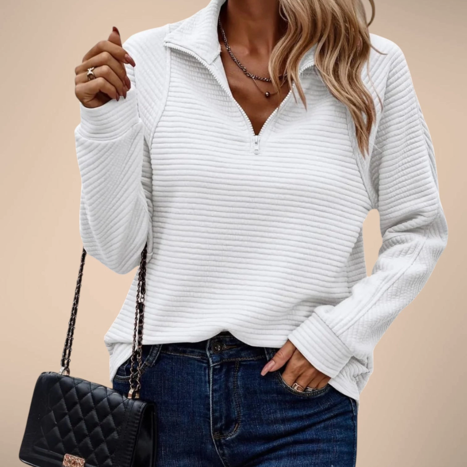 Elise Ribbed Half-Zip Sweater