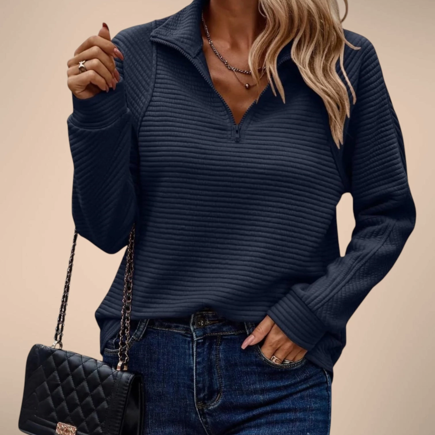 Elise Ribbed Half-Zip Sweater
