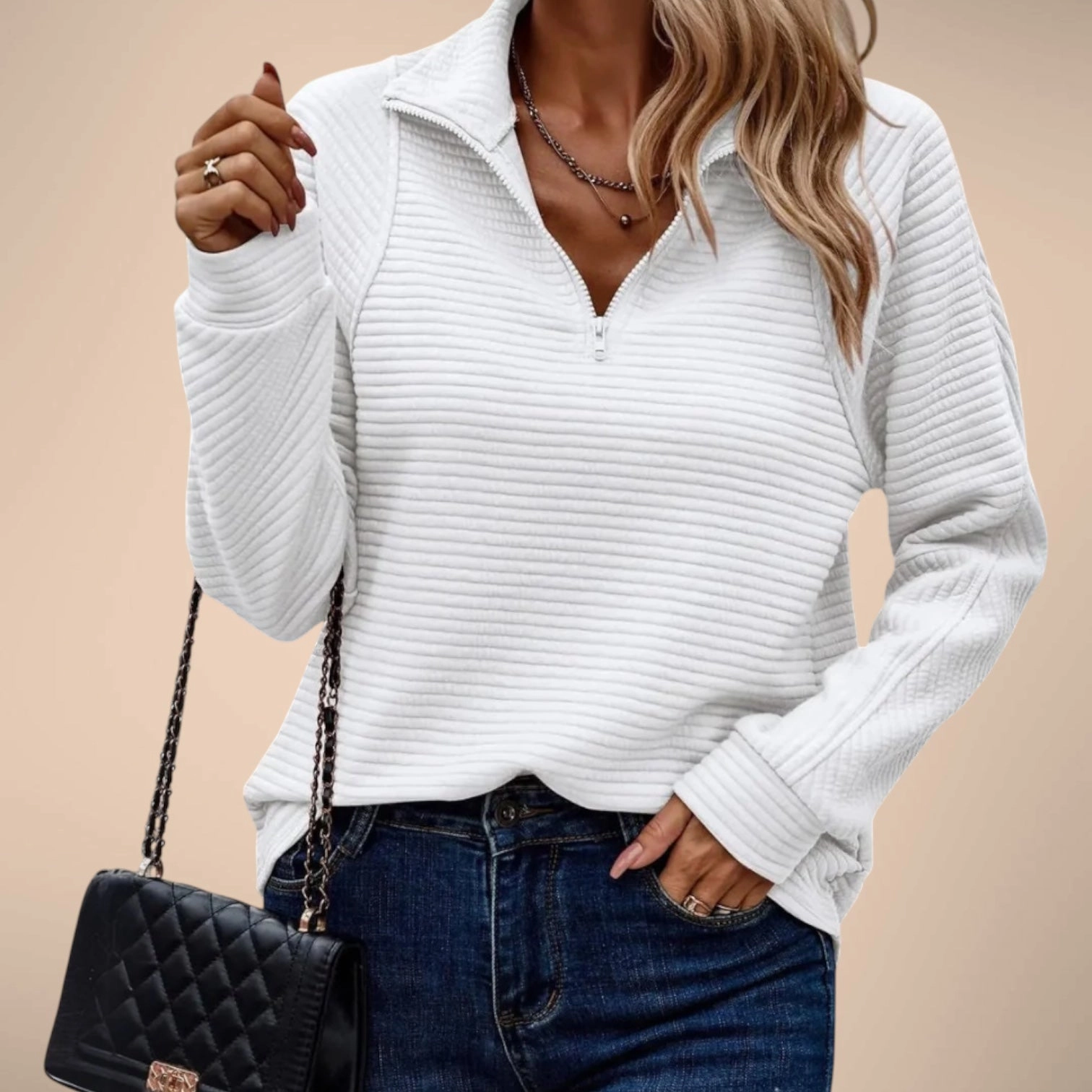 Elise Ribbed Half-Zip Sweater