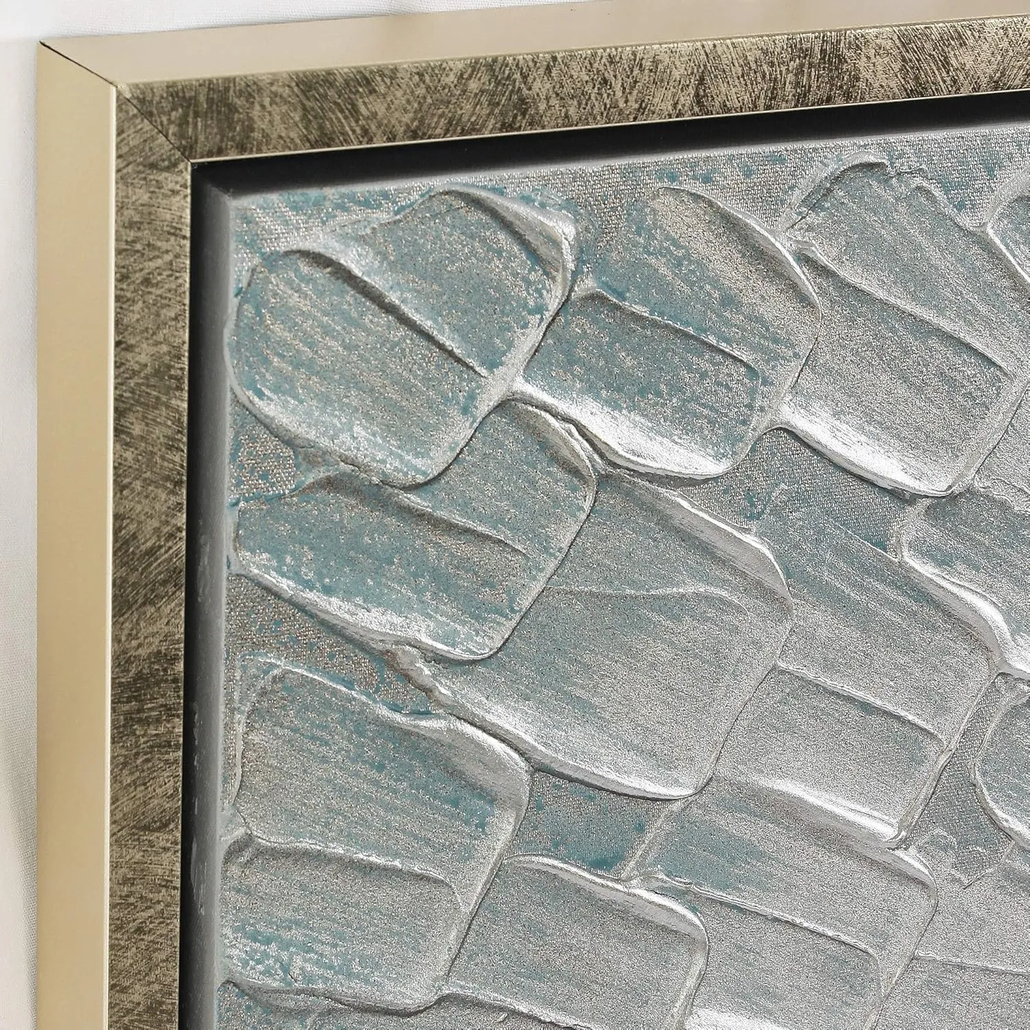 Empire Art Direct Abstract Wall Art Textured Hand Painted Canvas by Martin Edwards, Triptych, 60" x 20" each, Silver Ice