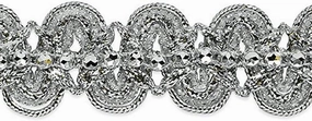 Expo International Eva Faux Rhinestone Metallic Braid Trim Embellishment, 20-Yard, Silver