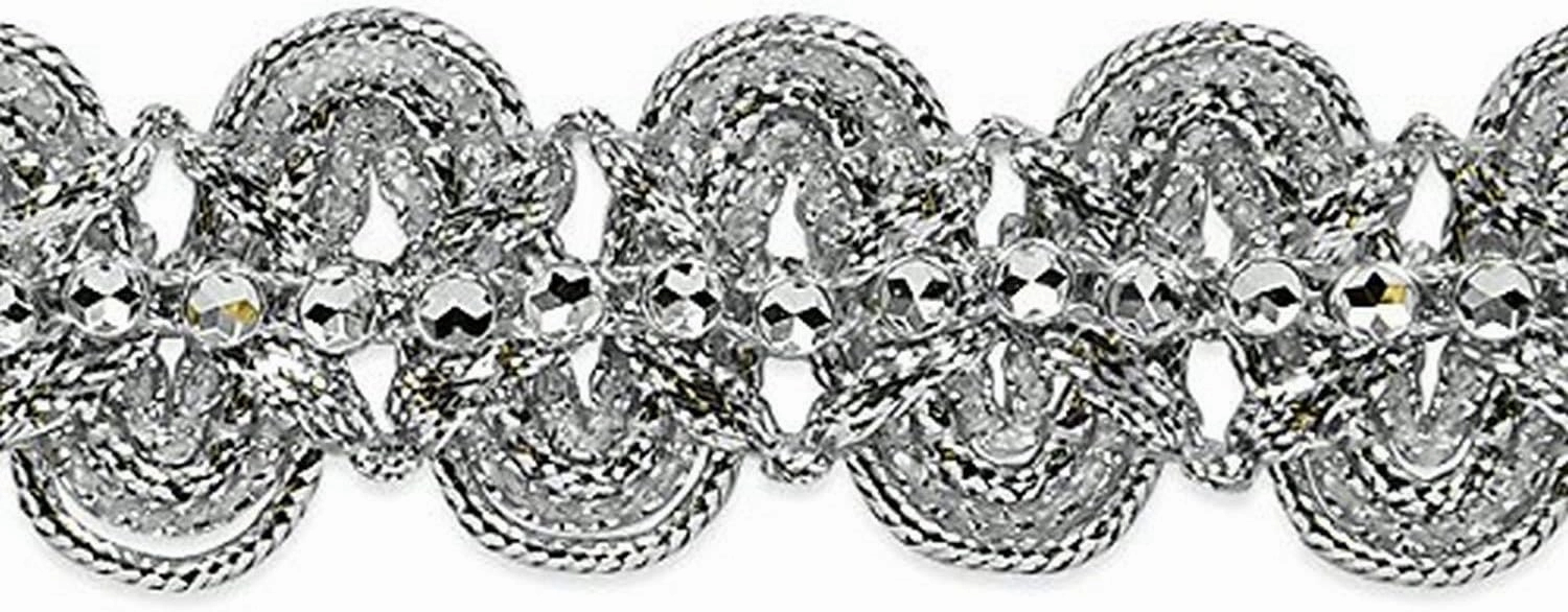 Expo International Eva Faux Rhinestone Metallic Braid Trim Embellishment, 20-Yard, Silver