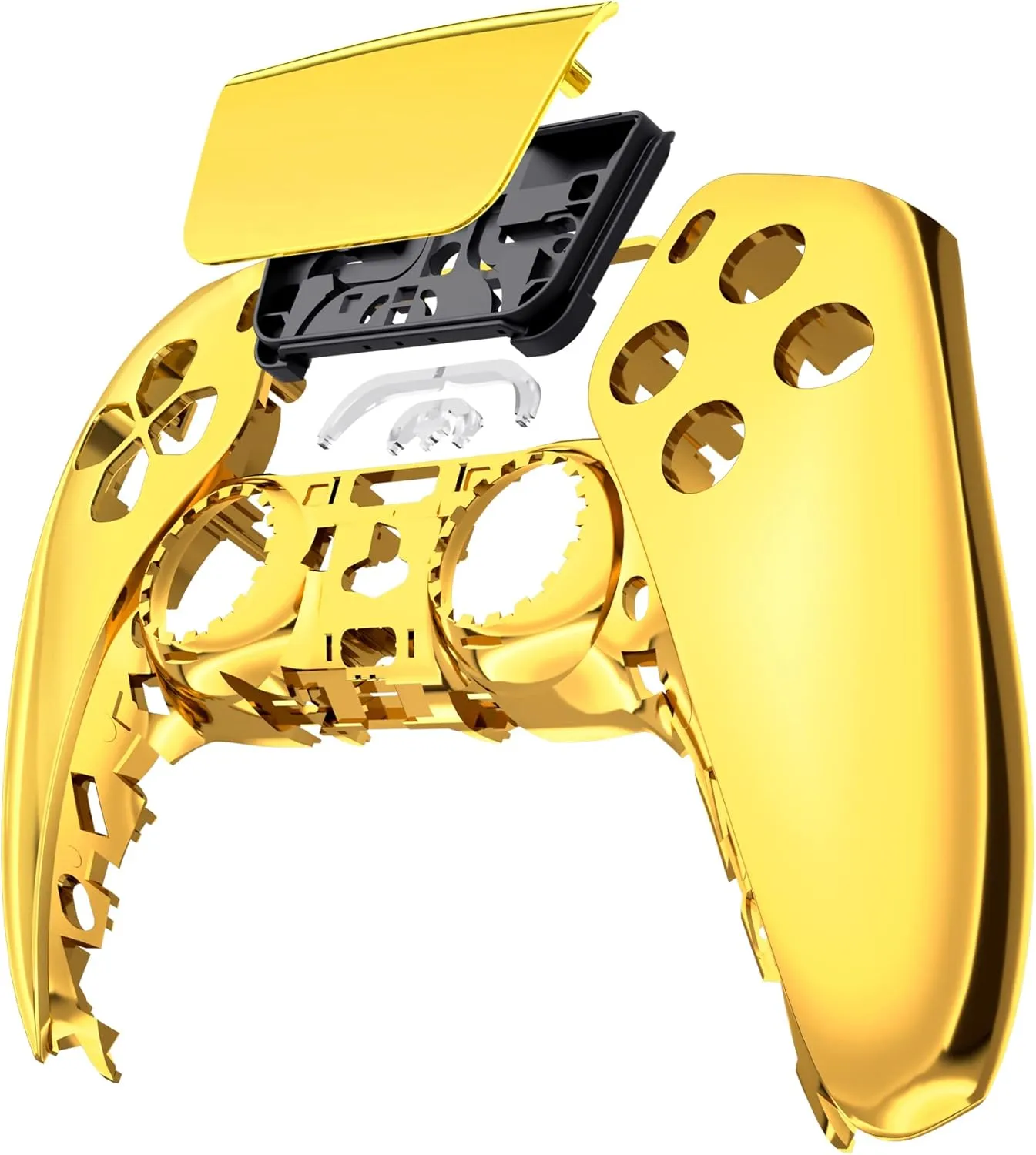 eXtremeRate Chrome Gold Glossy Touchpad Front Top Shell Compatible with ps5 Controller BDM-010 020 030 040 050, DIY Replacement Shell Custom Touch Pad Cover Compatible with ps5 Controller