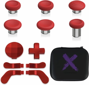 eXtremeRate 13 in 1 Component Pack Kit for Xbox Elite Series 2 Controller, 6 Metal Thumbsticks & Tool, 2 D-Pads, 4 Paddles for Xbox Elite Series 2 Core Controller - Scarlet Red & Metallic Silver