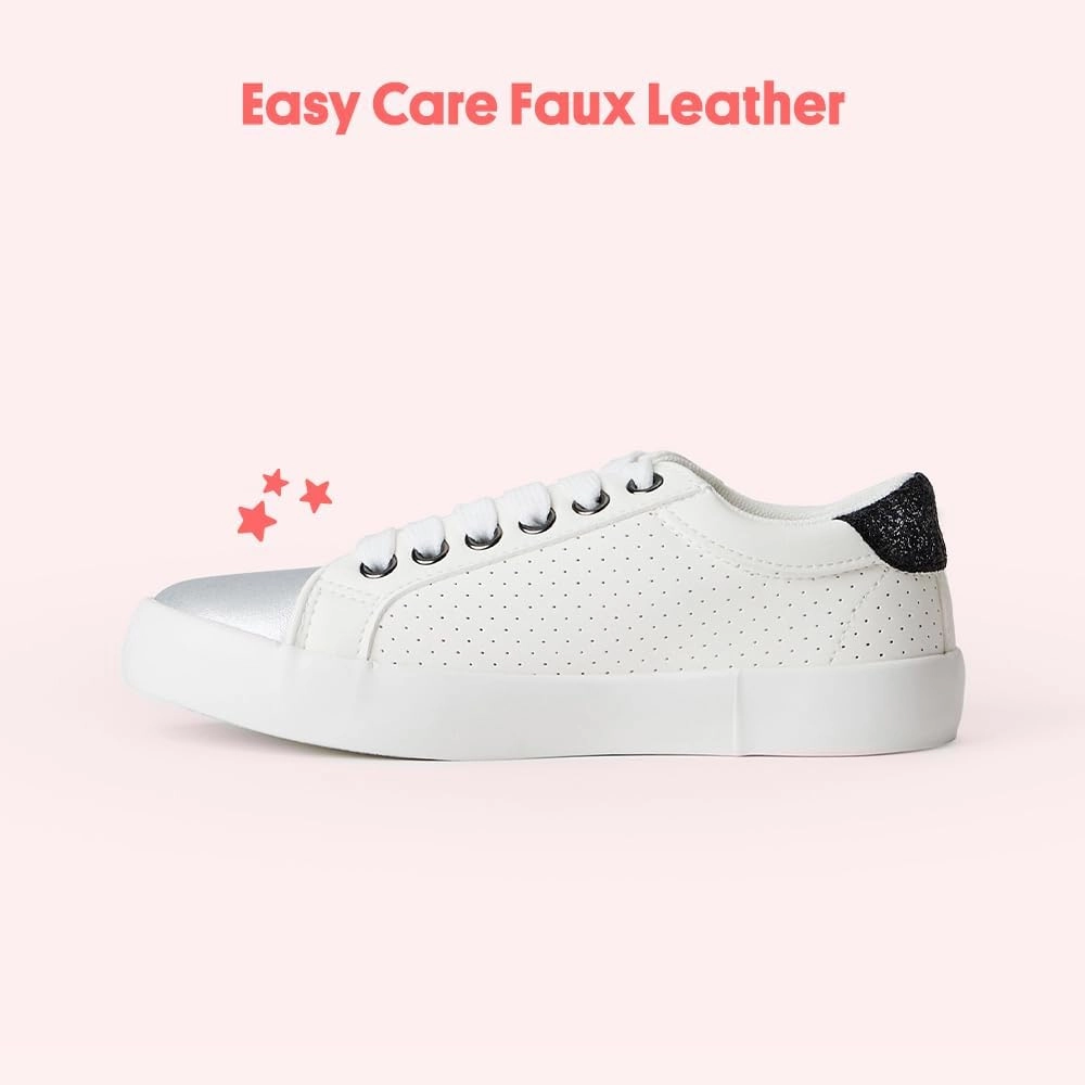 FabKids Kids Sneakers Boys Girls White Shoes Low Top Lace Up Footwear for Toddler Little Kid Big Kid
