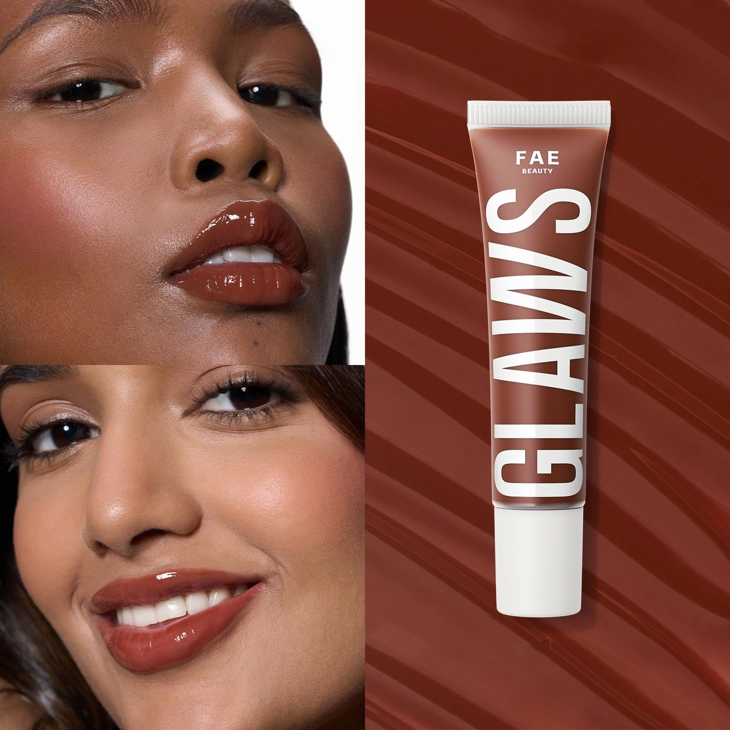 FAE Beauty Peptide Hydrating & High Shine Tinted Lip Gloss (12gm) | With Passionfruit Oil & Argireline to Smoothen, Even, and Soften Lips | Non Sticky | Vegan | Shade Soaring | Nude Brown Gloss
