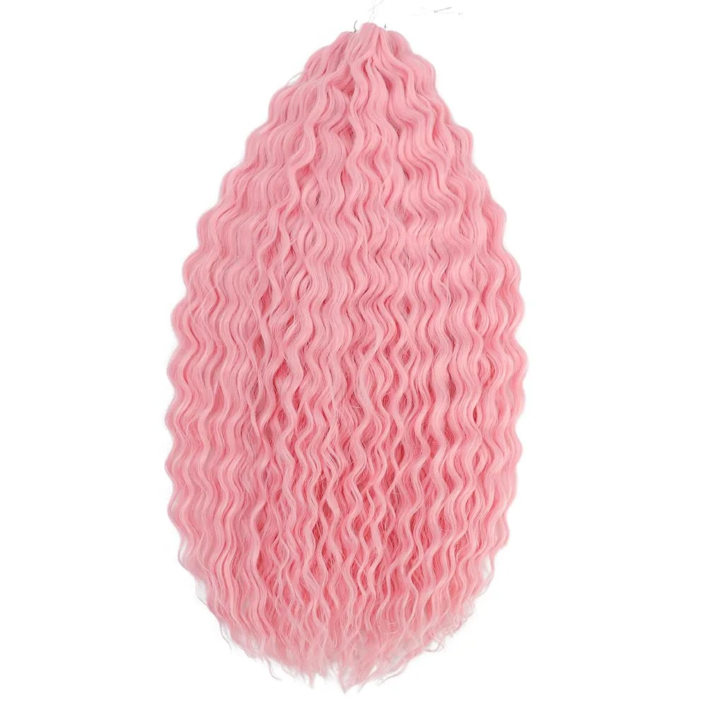 Felek Ocean Wave Crochet Braiding Hair 30inch 3 Packs Pink Color Long Water Wave Wavy Deep Curly Crochet Braids Hair For Fashion Women (Pink)