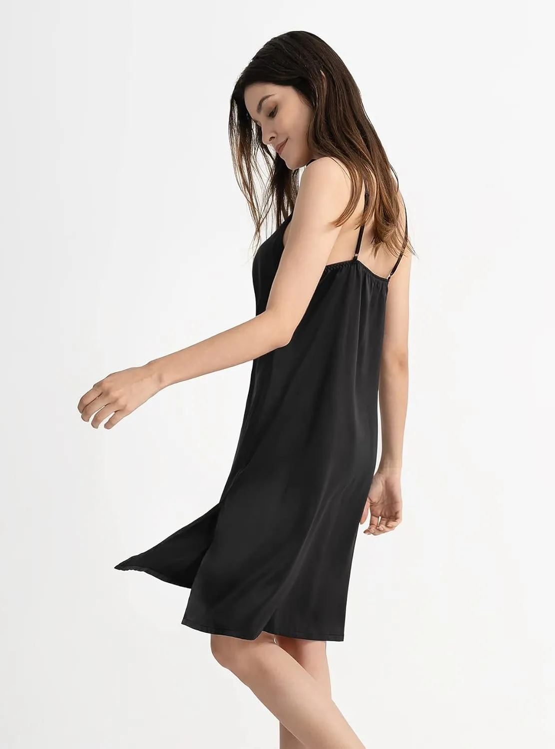 Femofit Satin Nightgowns for Women Two Packs Nightgown Sexy Chemise Silk nightie Nightie Cami Lounger Dress Full Slip