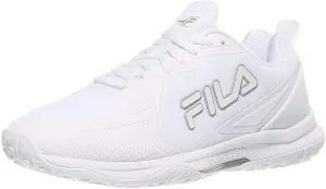 Fila Women's Volley Burst Shoes, White/White/Metallic Silver - 7