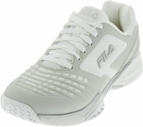Fila Women's Axilus Energized Tennis Shoe, White/Metallic Silver (6.0)